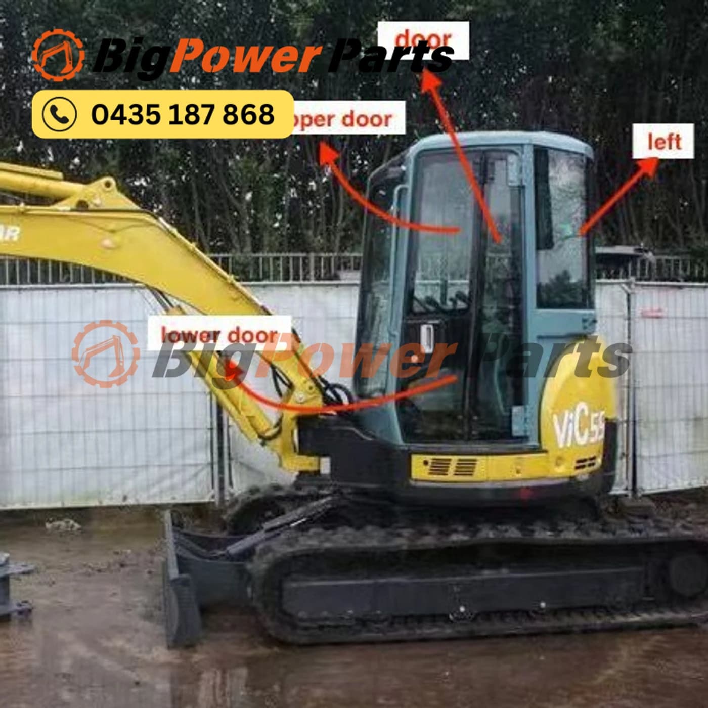 Yanmar VIO55-6 VIO35-6 Excavator Cabin Glass