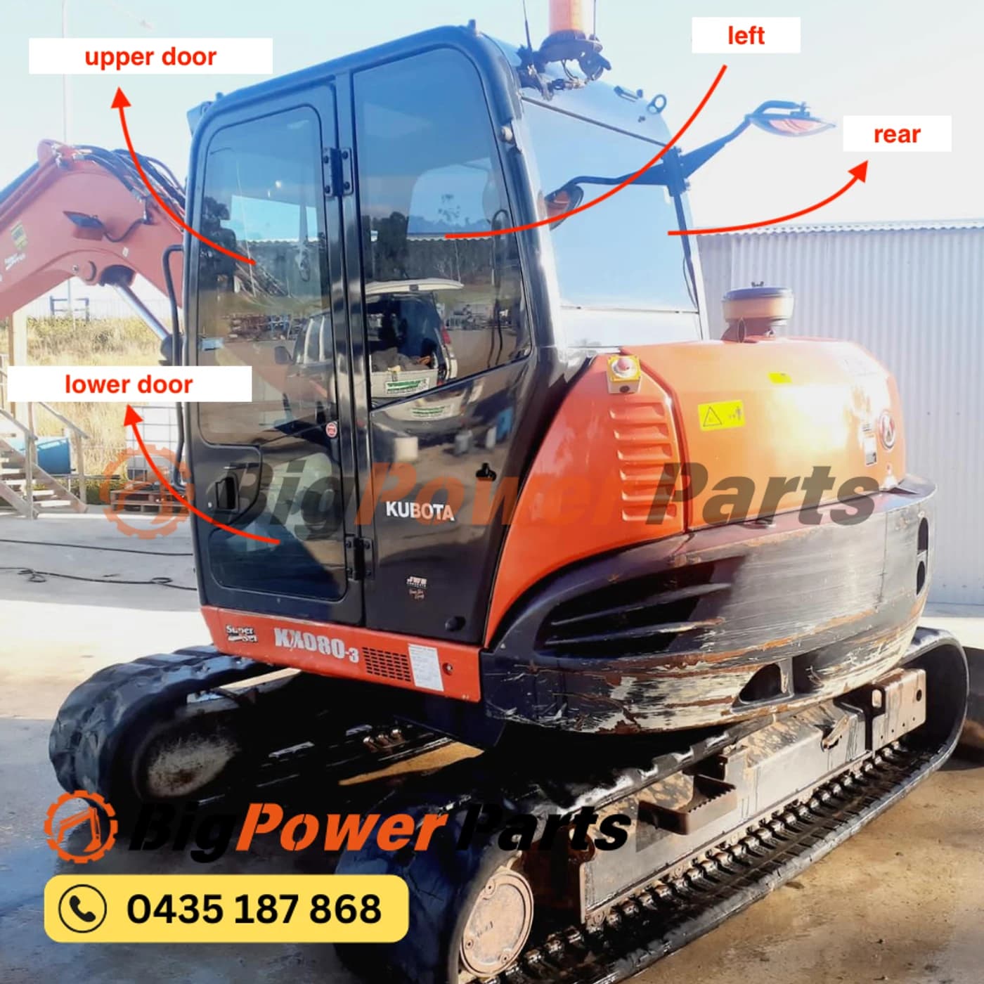 Kubota KX080-3 Excavator Cabin Glass image 2