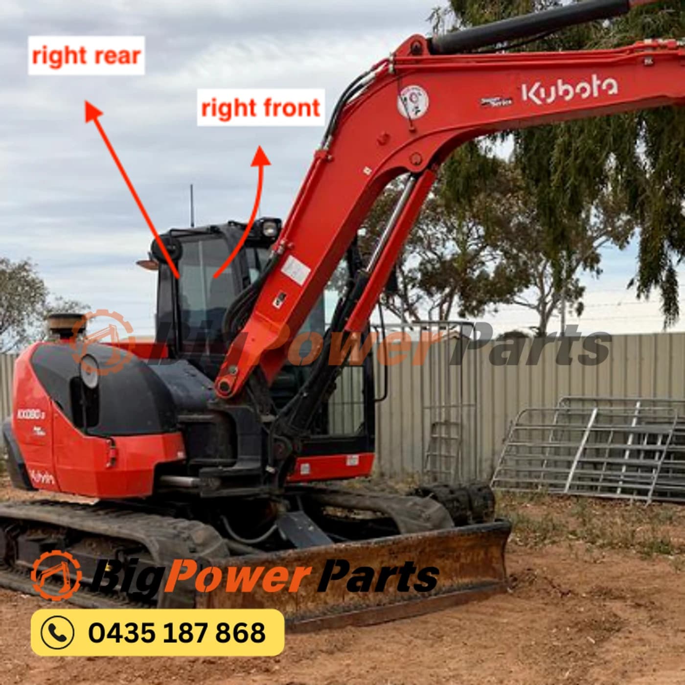 Kubota KX080-3 Excavator Cabin Glass image 3