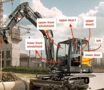 Volvo EC60 EC55 Excavator Cabin Glass